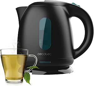 Cecotec Hervidor Eléctrico de Agua 1L Capacidad Thermosense 140 Black. 2200W, Calentamiento Rápido, Filtro Antical, Libre de BPA y Otros Tóxicos, Base con Giro de 360º, Recipiente sin Cables
